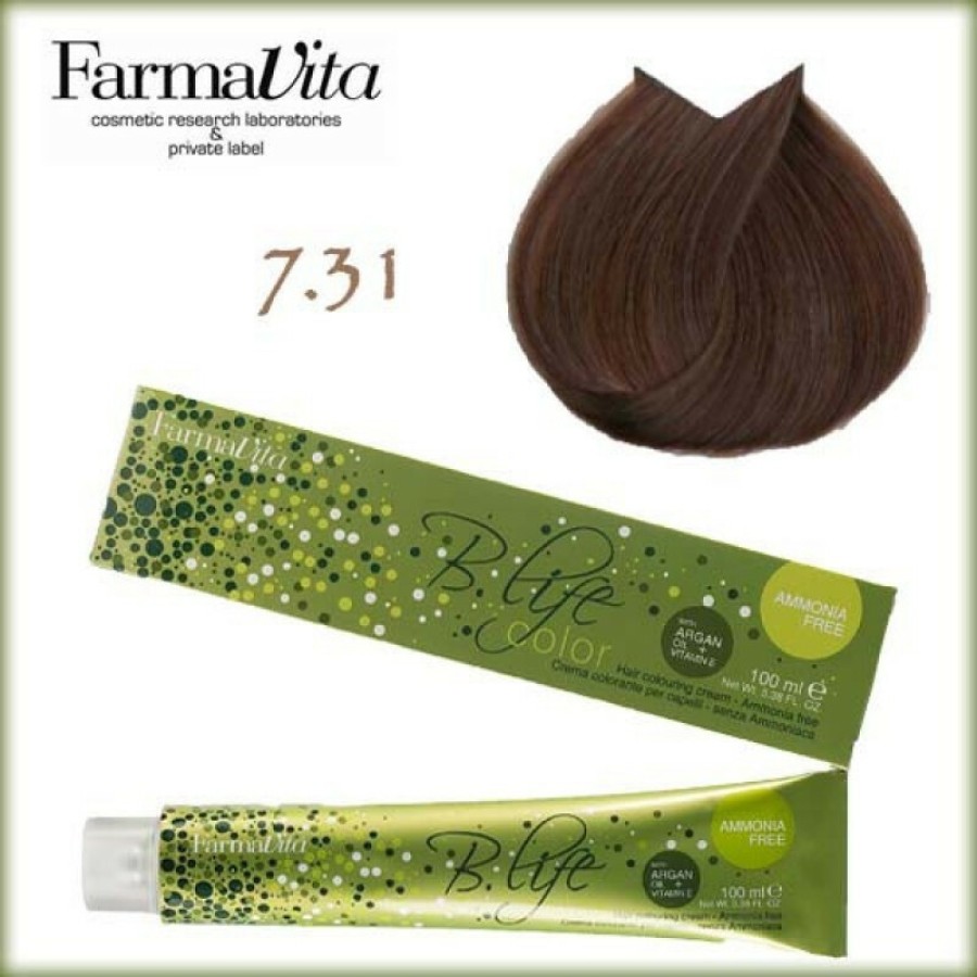 Επαγγελματική Βαφή Χωρίς Αμμωνία Farmavita B Life Color 7.31 Ξανθό Ταμπάκο -  Tabacco Blonde 100ml Μαρόν