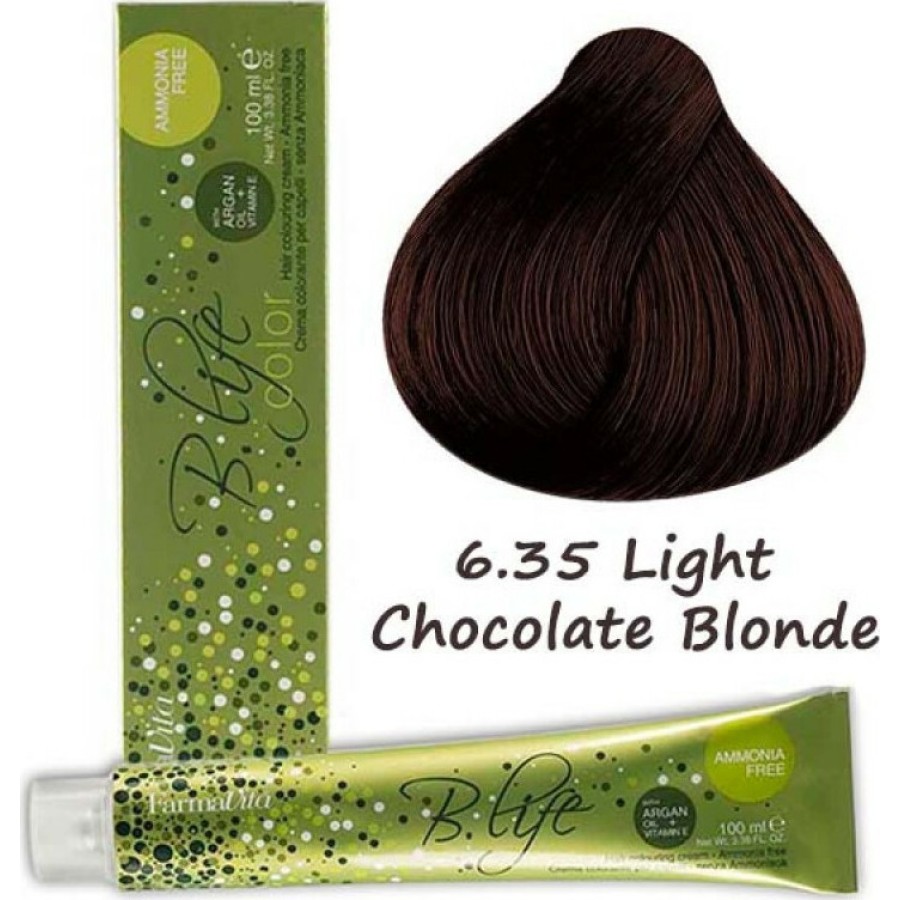 Επαγγελματική Βαφή Χωρίς Αμμωνία Farmavita B Life Color 6.35 Ξανθό Σκούρο Σοκολά - Dark Chocolate Blonde 100ml Μαρόν