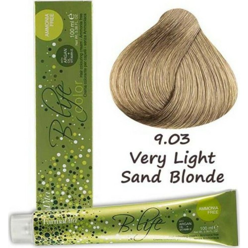 Επαγγελματική Βαφή Χωρίς Αμμωνία Farmavita B Life Color 9.03 Ξανθό Πολύ Της Άμμου - Very Light Sand Blonde 100ml