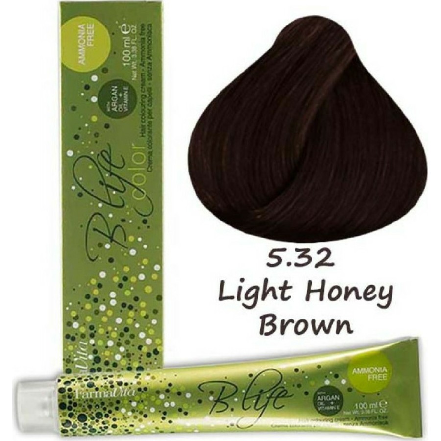 Επαγγελματική Βαφή Χωρίς Αμμωνία Farmavita B Life Color 5.32 Καστανό Ανοιχτό Μελί - Light Honey Brown 100ml Μαρόν