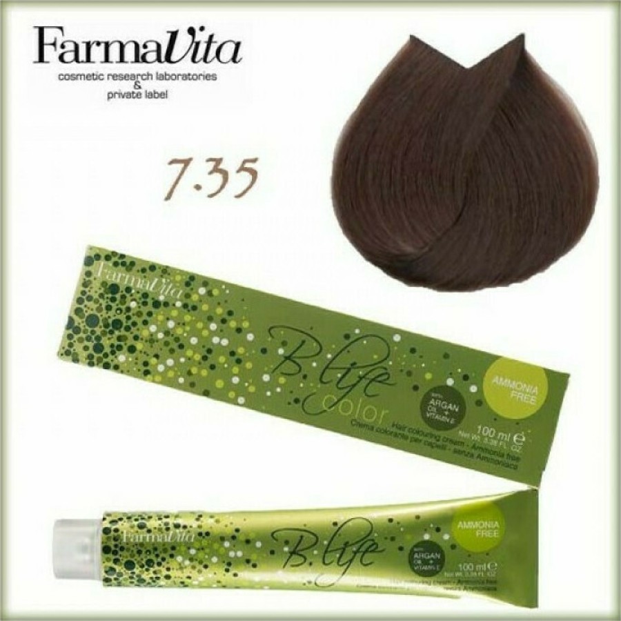 Επαγγελματική Βαφή Χωρίς Αμμωνία Farmavita B Life Color 7.35 Ξανθό Σοκολά - Chocolate Blonde 100ml Μαρόν