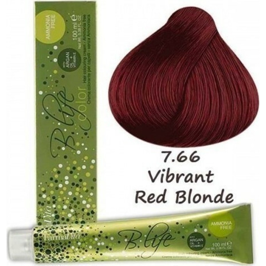Επαγγελματική Βαφή Χωρίς Αμμωνία Farmavita B Life Color 7.66 Ξανθό Έντονο Κόκκινο -  Vibrant Red Blonde 100ml Κόκκινα