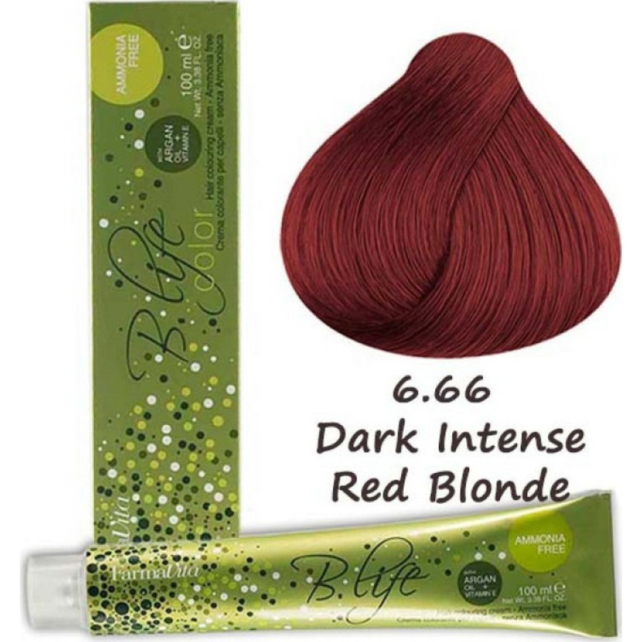 Επαγγελματική Βαφή Χωρίς Αμμωνία Farmavita B Life Color 6.66 Ξανθό Σκούρο Κόκκινο Ενισχυμένο - Dark Intense Red Blonde 100ml Κόκκινα