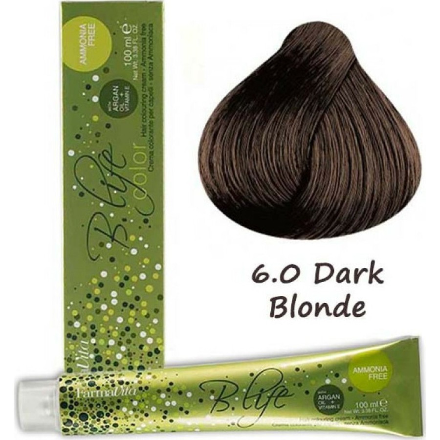 Επαγγελματική Βαφή Χωρίς Αμμωνία Farmavita B Life Color 6.0 Ξανθό Σκούρο-Dark Blonde 100ml Βασικά Χρώματα