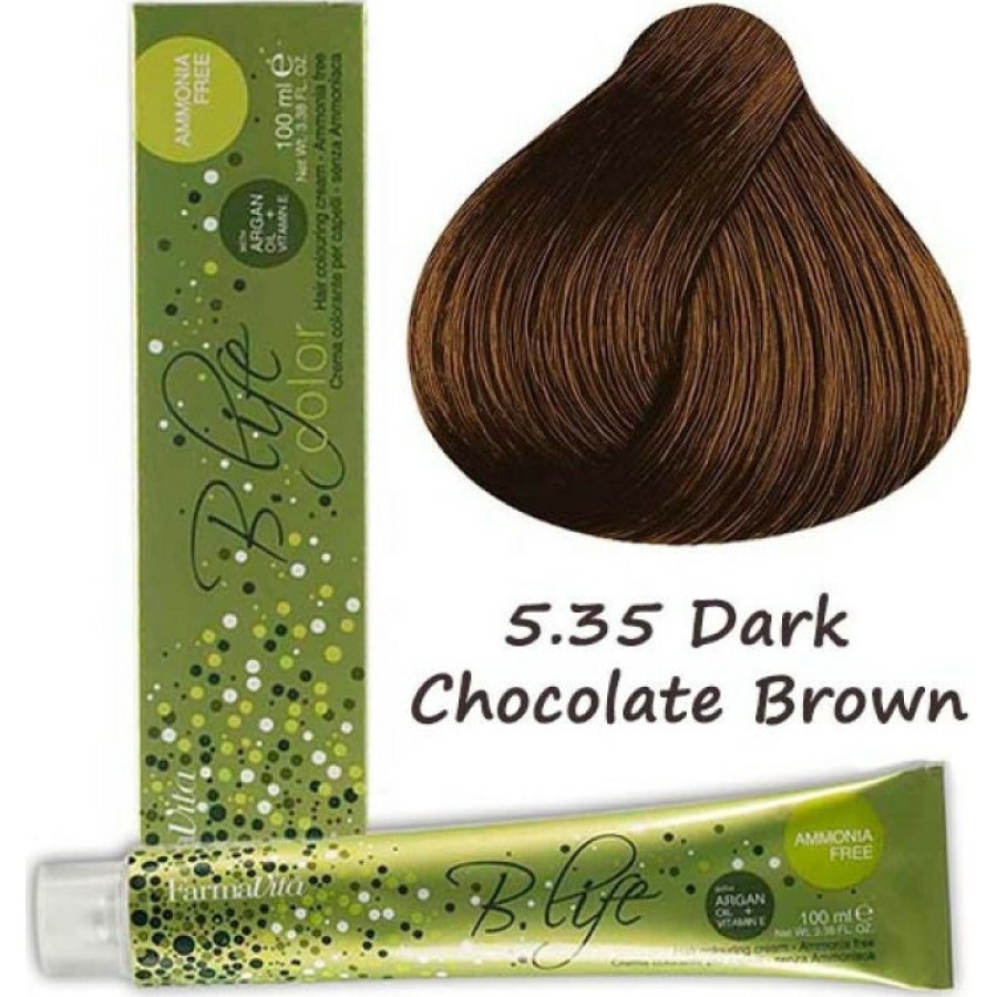 Επαγγελματική Βαφή Χωρίς Αμμωνία Farmavita B Life Color 5.35 Καστανό Ανοιχτό Σοκολά - Light Chocolate Brown 100ml Μαρόν