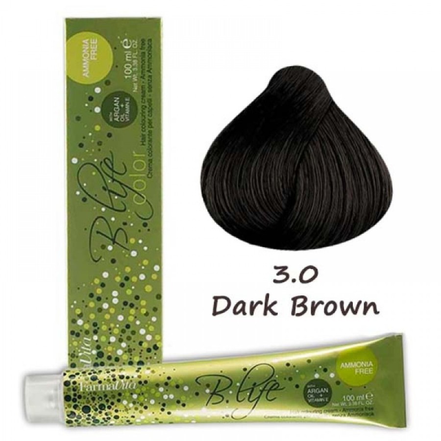 Επαγγελματική Βαφή Χωρίς Αμμωνία Farmavita B Life Color 3.0 Καστανό Σκούρο-Dark Brown 100ml Βασικά Χρώματα