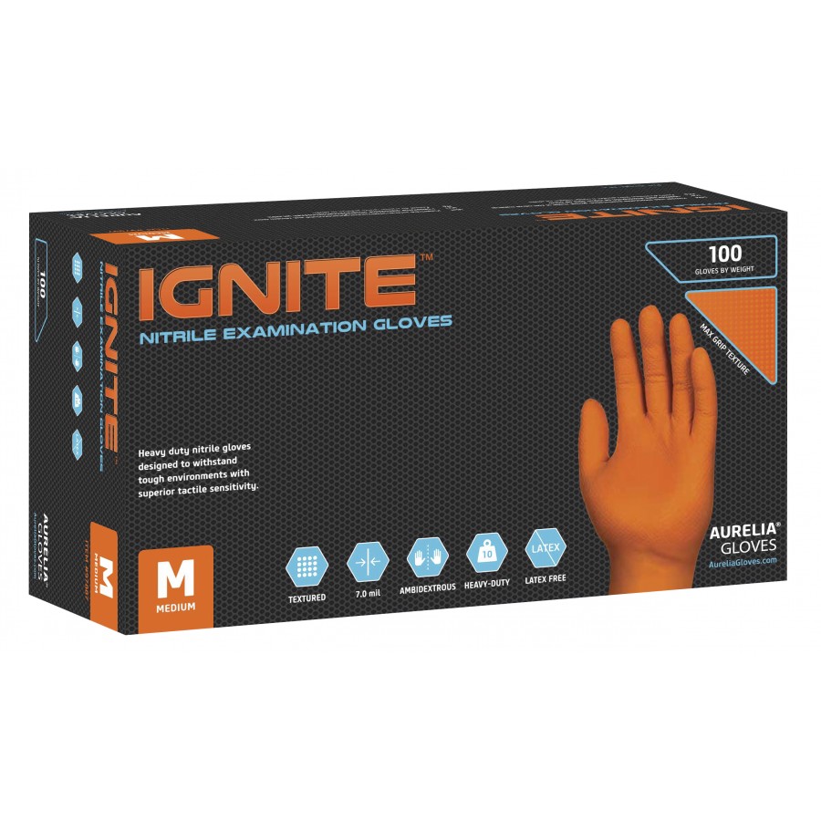 Γάντια Νιτριλίου πορτοκαλί Ignite  χωρίς πούδρα 100 τεμ. Με εξαιρετική αντοχή  καλύτερη τιμή στα 5 η 10 τεμ   Διαθέσιμα και xlarge & XXlarge Γάντια 
